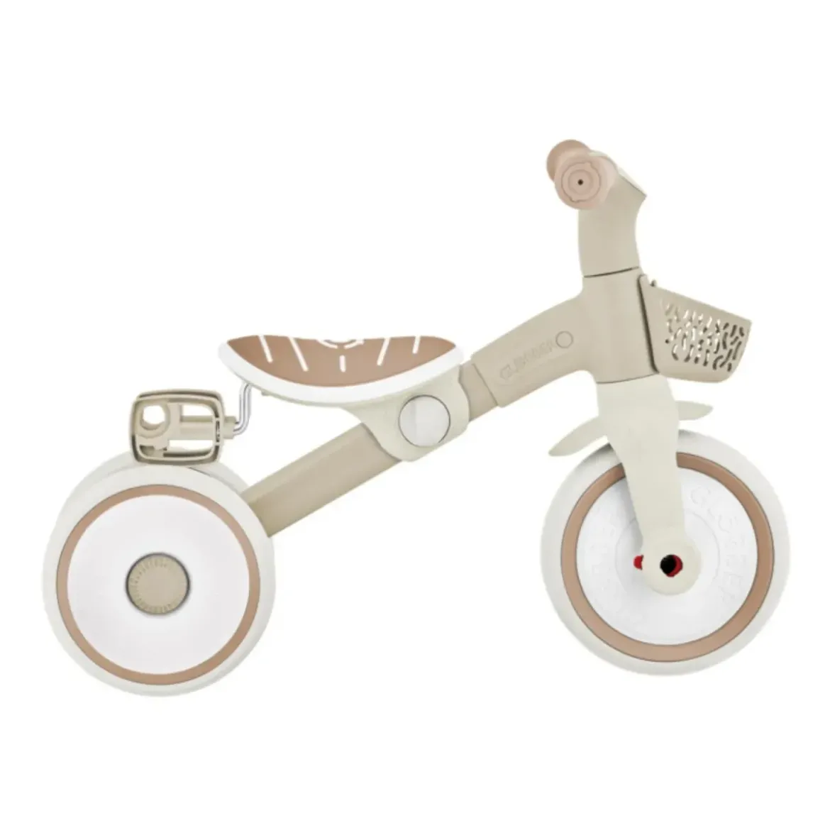 Triciclo Evolutivo Bambini 2 in 1 Beige Regolabile Pedali Rimovibili