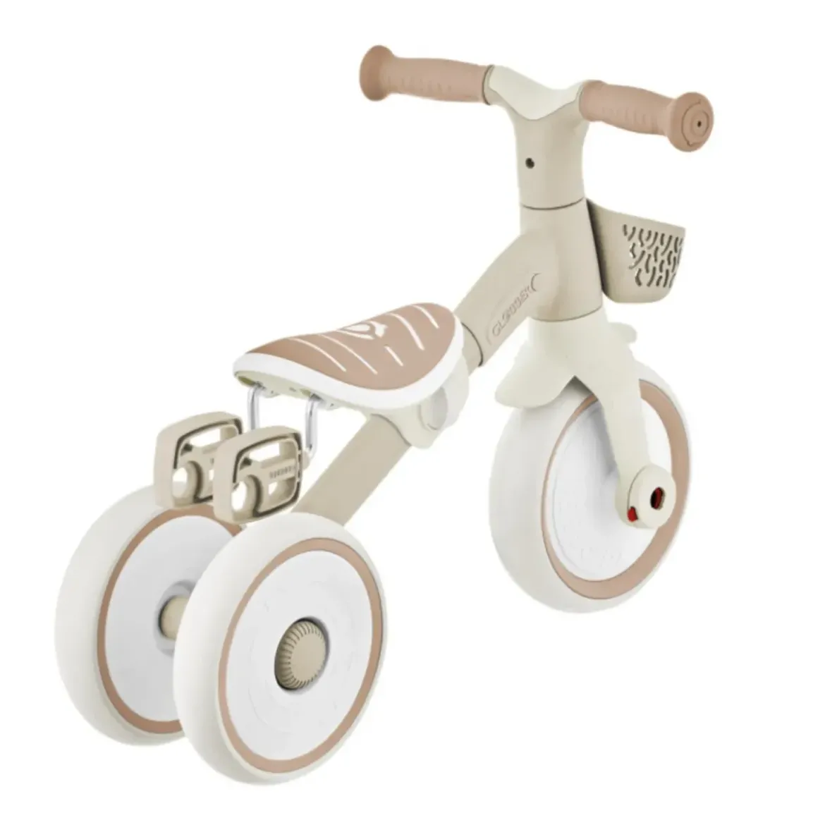 Triciclo Evolutivo Bambini 2 in 1 Beige Regolabile Pedali Rimovibili