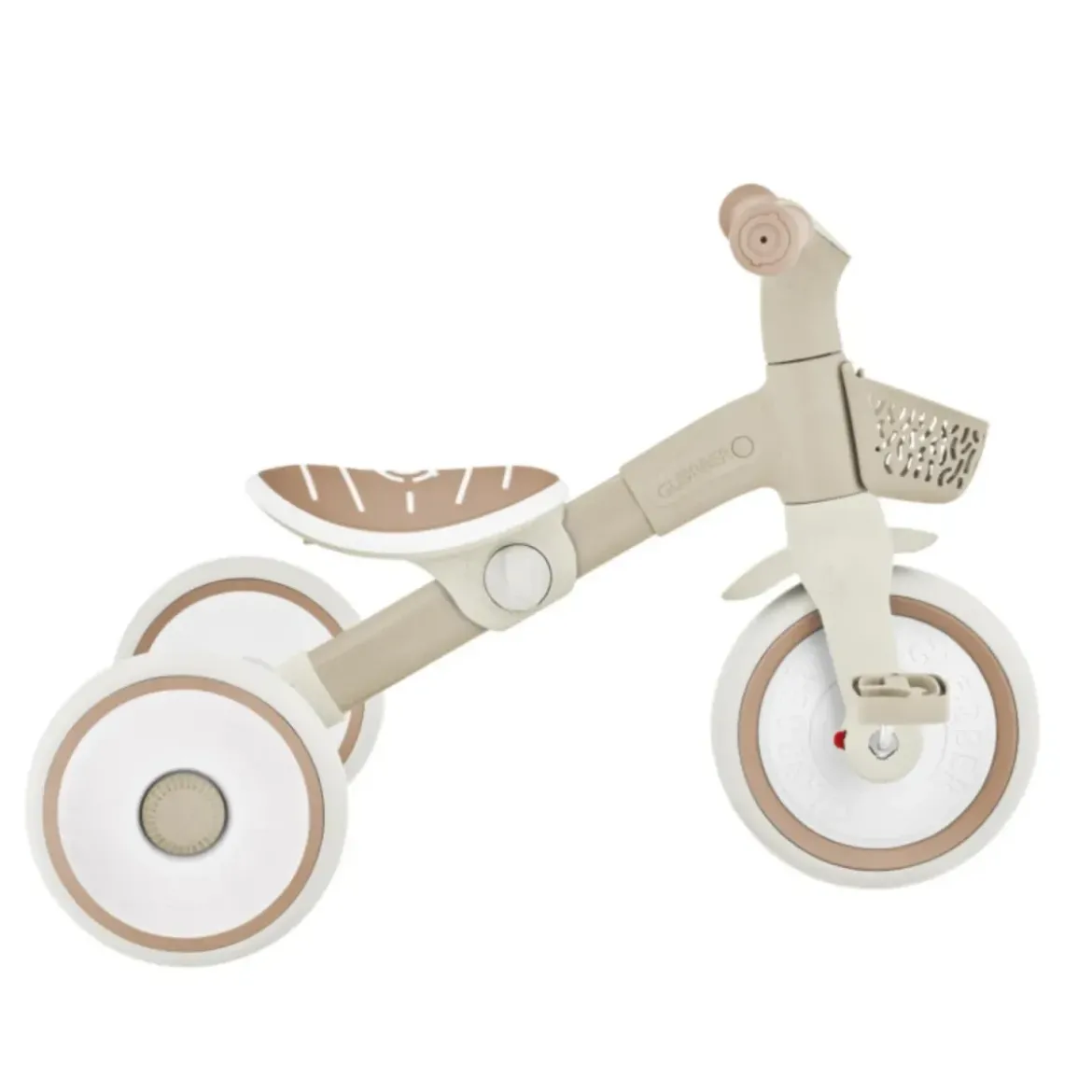 Triciclo Evolutivo Bambini 2 in 1 Beige Regolabile Pedali Rimovibili