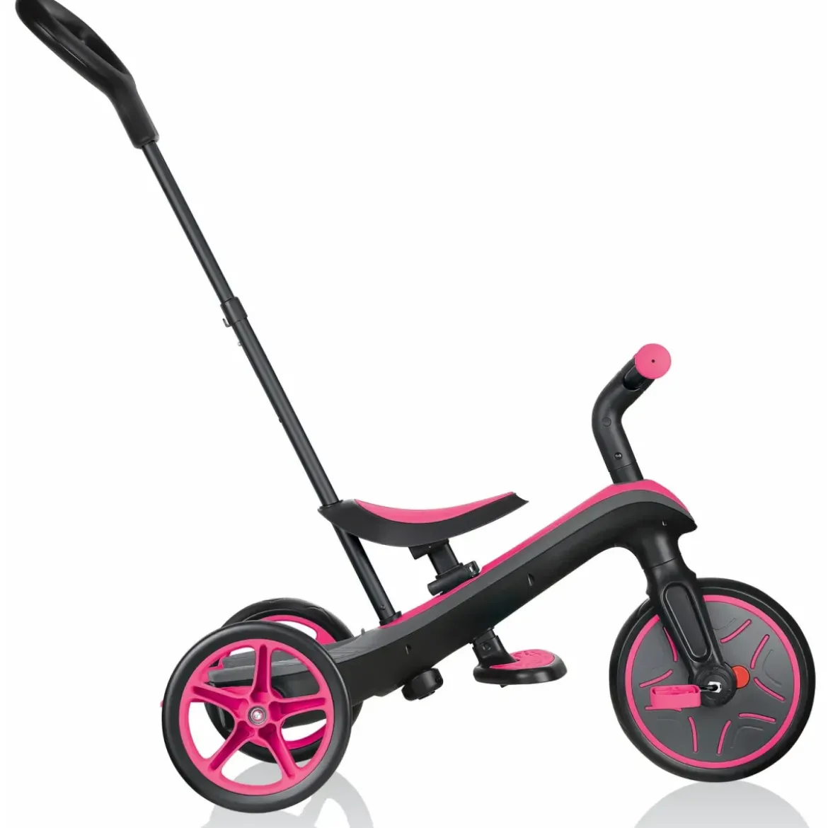 Triciclo Evolutivo per Bambini 4 in 1 Nero Rosa Neon Regolabile