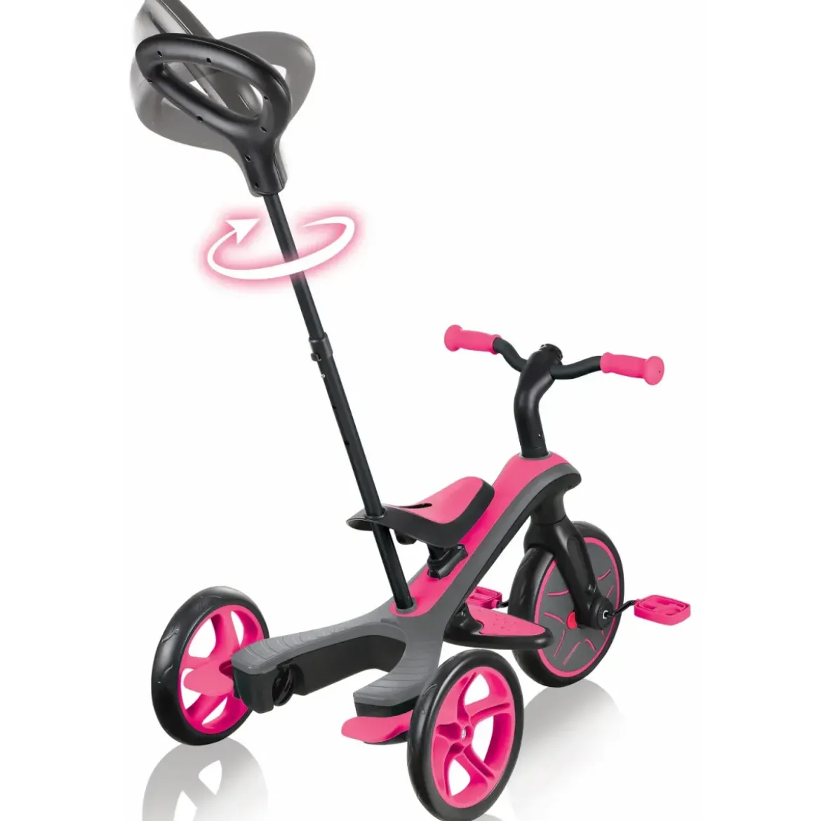 Triciclo Evolutivo per Bambini 4 in 1 Nero Rosa Neon Regolabile