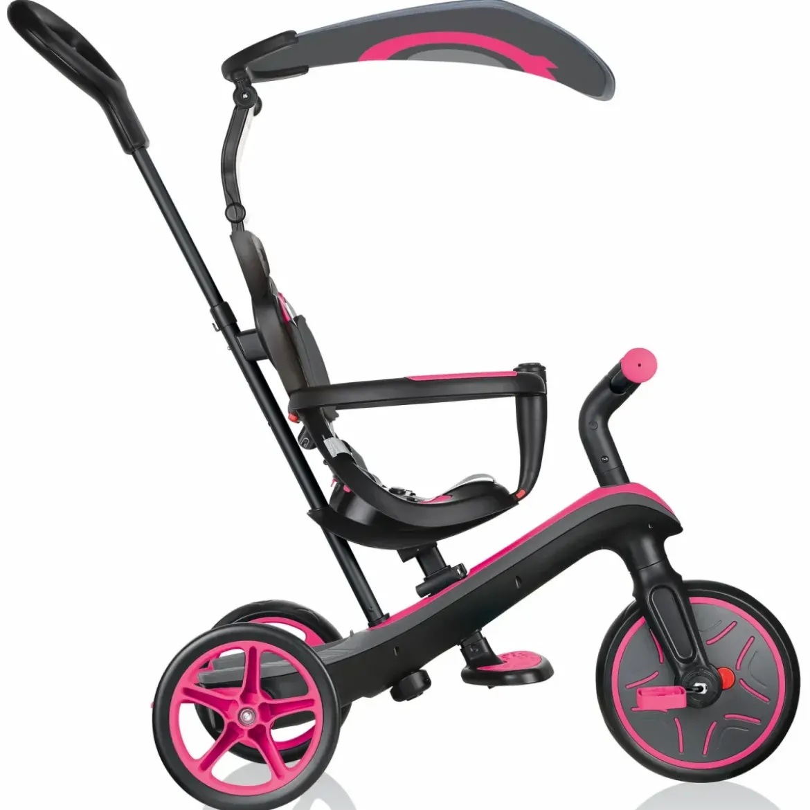 Triciclo Evolutivo per Bambini 4 in 1 Nero Rosa Neon Regolabile