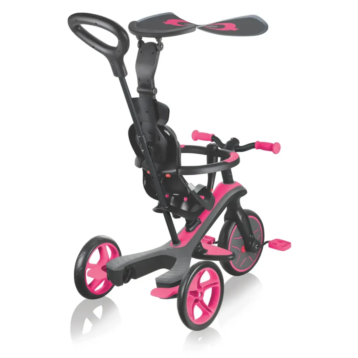 Triciclo Evolutivo per Bambini 4 in 1 Nero Rosa Neon Regolabile