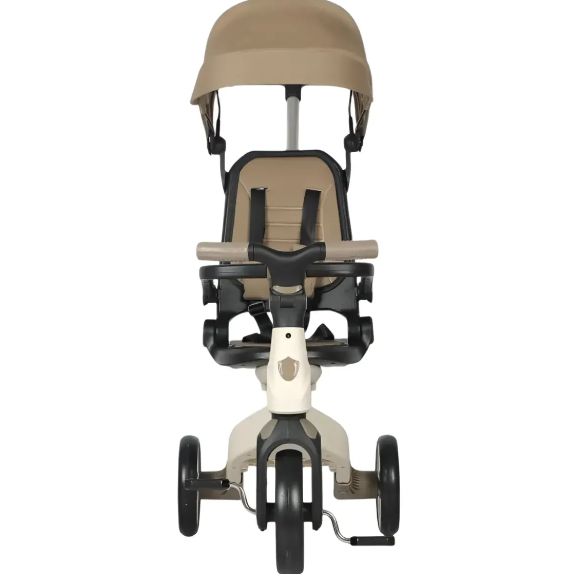 Triciclo Evolutivo per Bambini Beige Sedile Girevole Cappotta Tessuto