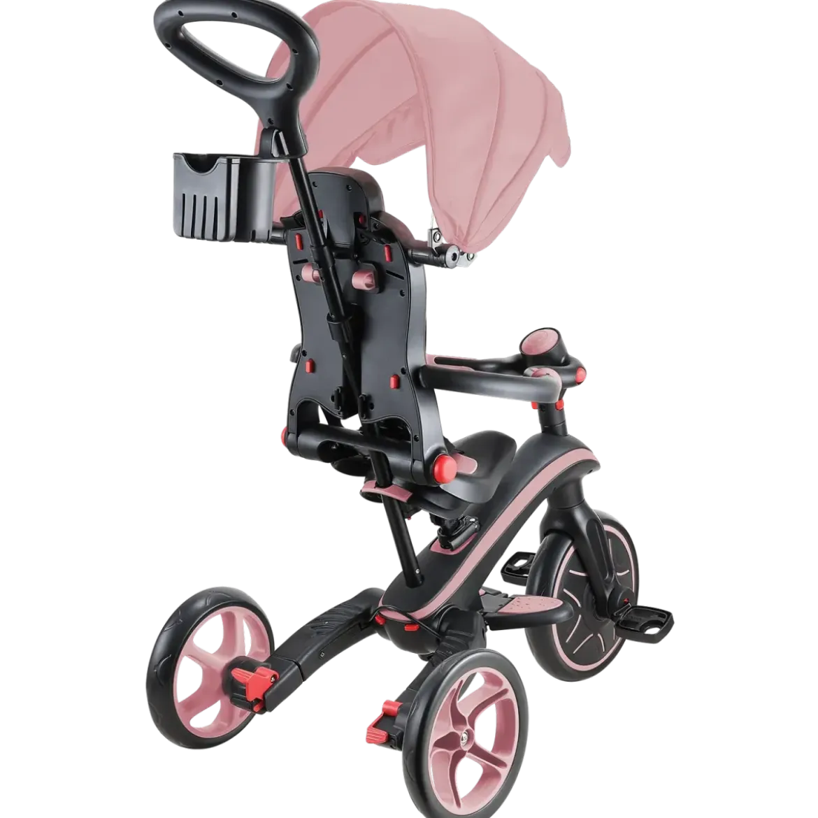 Triciclo Pieghevole 4 in 1 per Bambini Rosa Pastello con Ruote EVA