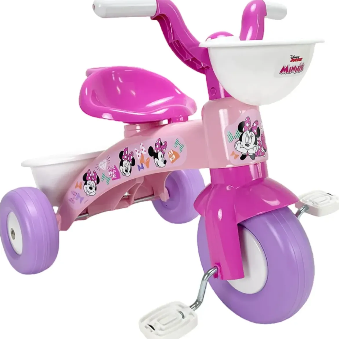 Triciclo Primi Passi per Bambini Minnie Disney 3 Ruote 2 Cestini