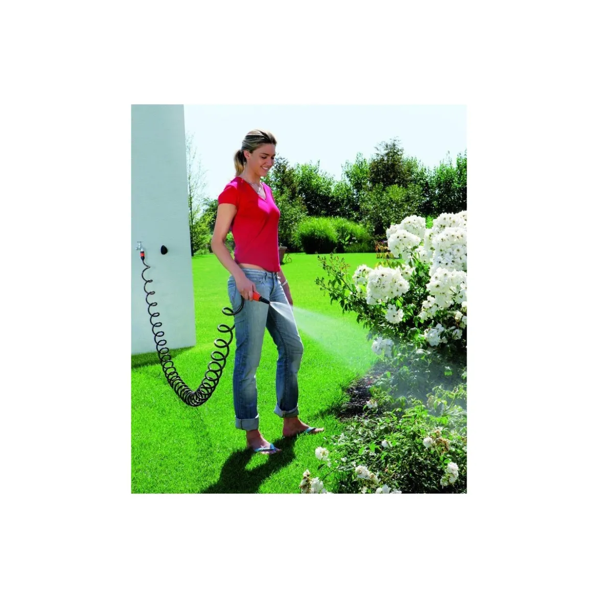 Tubo Estensibile Acqua 3/4 per Innaffiare Parete Muro Spirale Flessibile Lancia