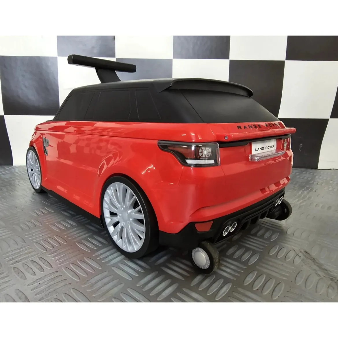 Valigia da Viaggio 2 in 1 Auto Range Rover Rossa Cavalcabile per Bambini