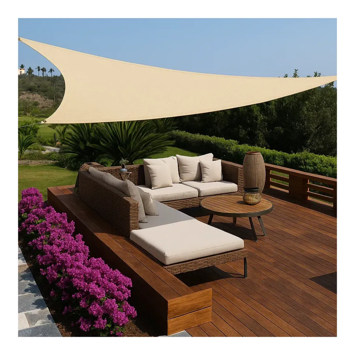 Vela Ombreggiante Triangolare 3,6x3,6 m Beige Idrorepellente da Esterno