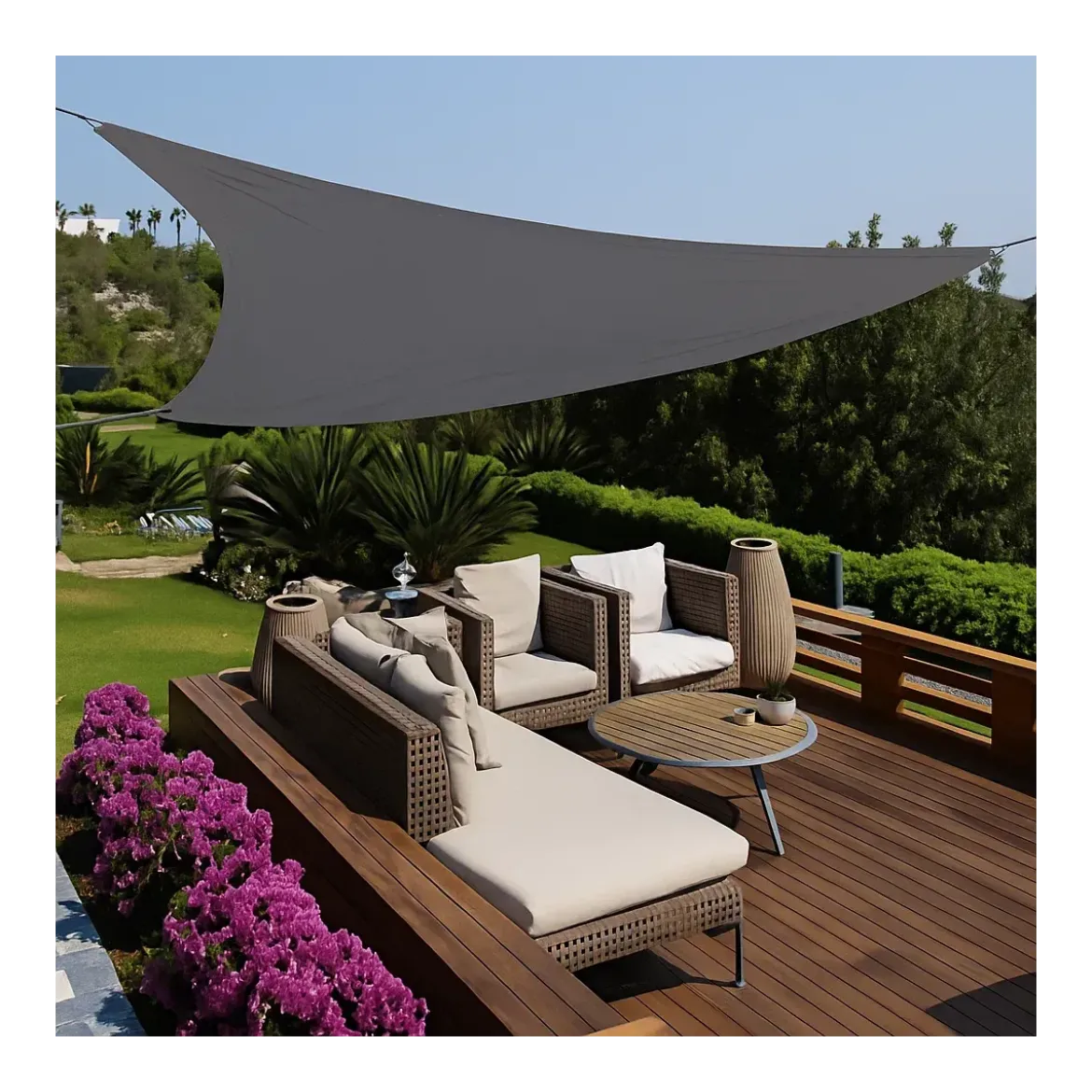 Vela Triangolare 5x5 m Antracite Idrorepellente Ombreggiante da Esterno