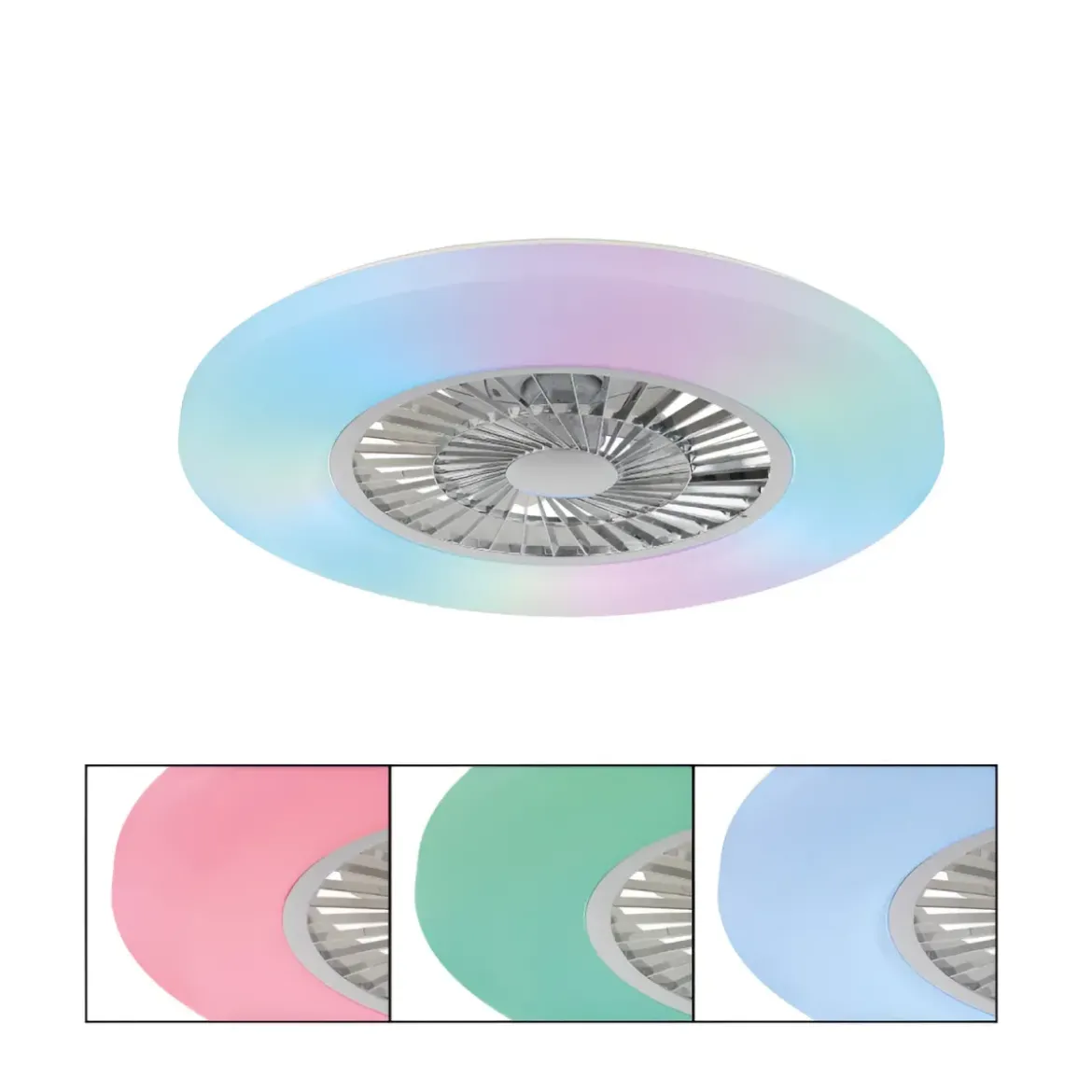 Ventilatore da Soffitto con Argento Bianco 60 cm LED RGB Telecomando