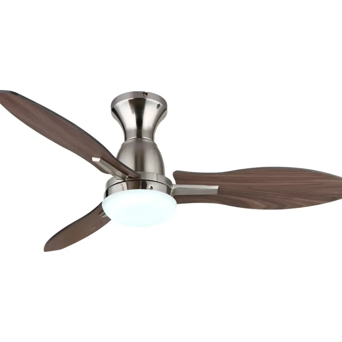 Ventilatore da Soffitto con Luce LED Metallo 3 Pale in Legno con Timer