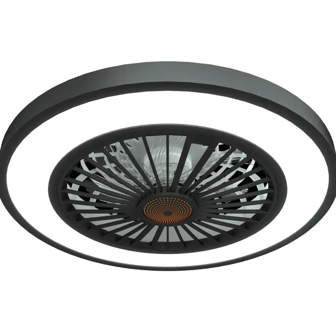 Ventilatore da Soffitto con Luce 54 cm Nero Telecomando Luce Notturna