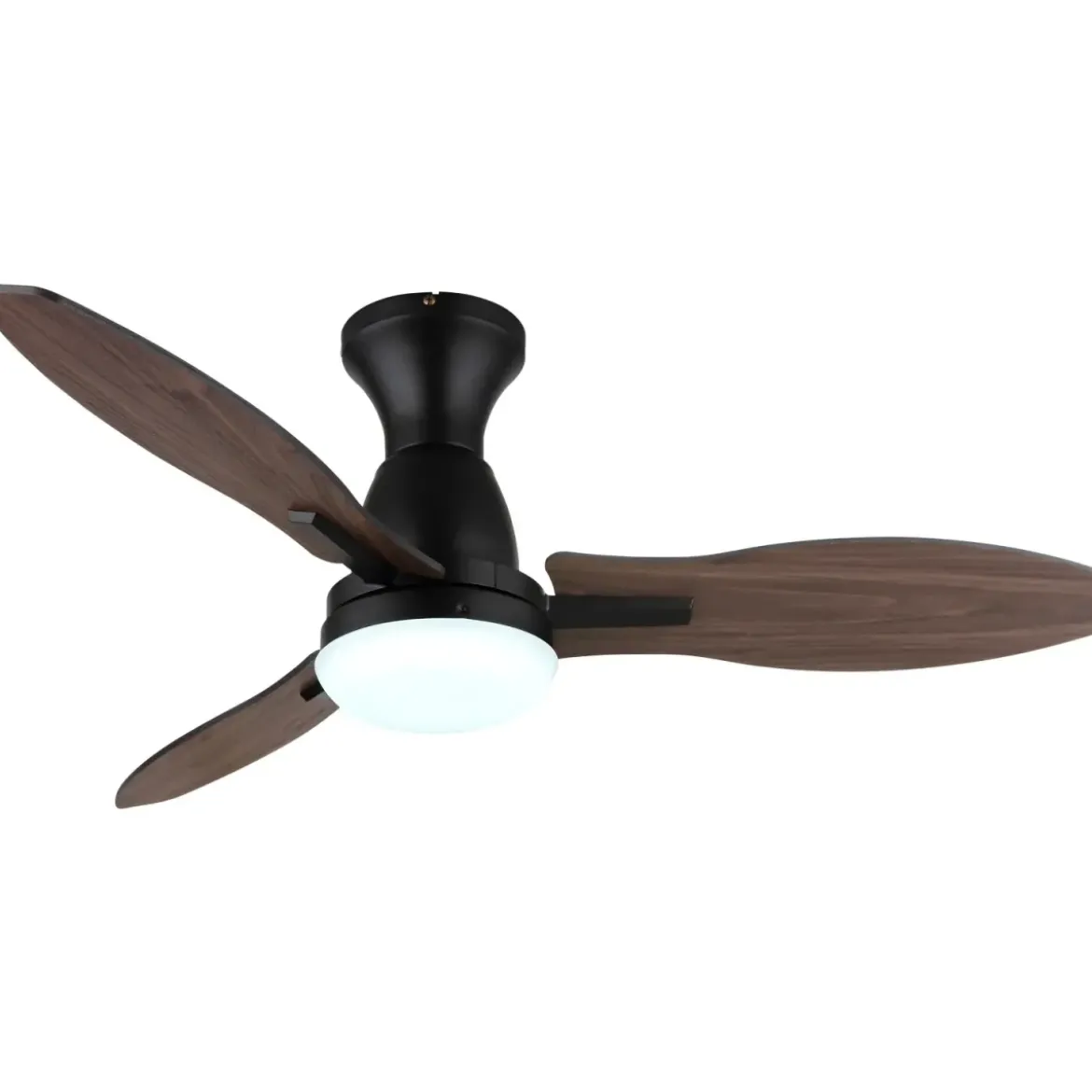 Ventilatore da Soffitto con Luce LED Nero 3 Pale in Legno con Timer