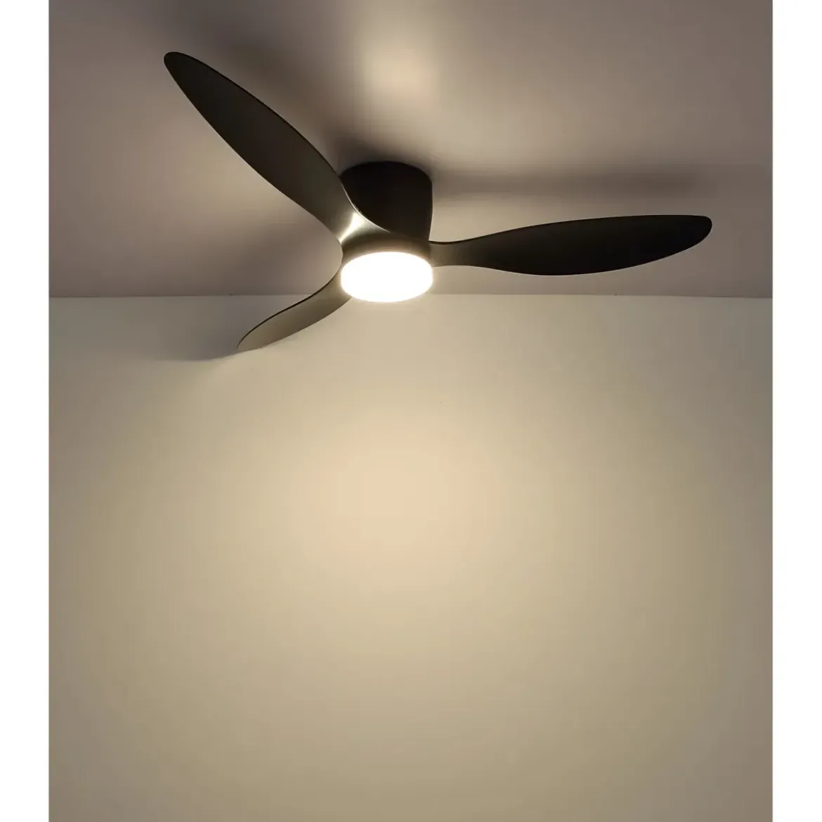 Ventilatore da Soffitto con Luce Nero 3 Pale 20W LED Dimmerabile