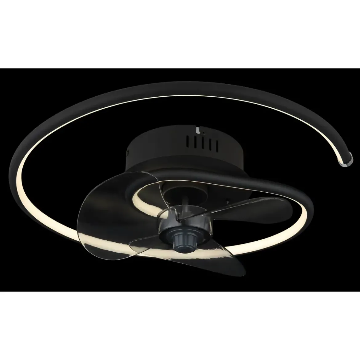 Ventilatore da Soffitto con Luce LED Nero Moderno 30W Telecomando