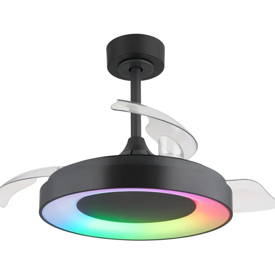 Ventilatore da Soffitto con Luce Grigio 91 cm LED RGB Pale Richiudibili