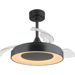 Ventilatore da Soffitto con Luce Grigio 91 cm LED RGB Pale Richiudibili