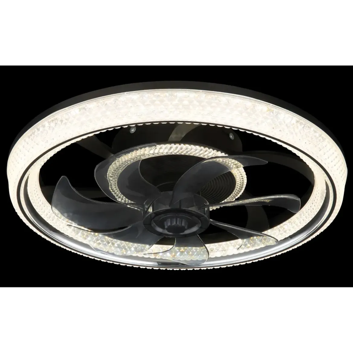 Ventilatore da Soffitto con Luce Nero Cristalli LED Dimmer Telecomando