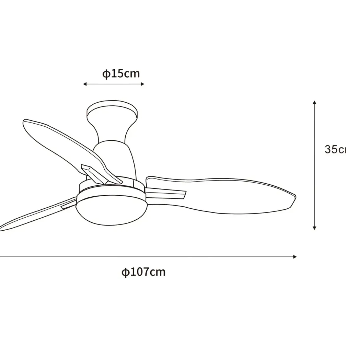 Ventilatore da Soffitto con Luce LED Bianco 3 Pale in Legno con Timer