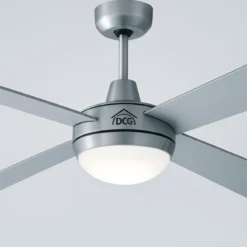 Ventilatore da Soffitto 4 Pale in Legno Ø132 cm Luce e Telecomando 60W
