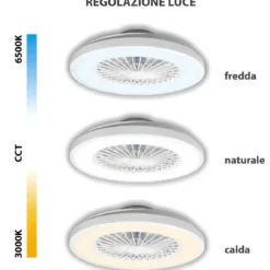 Ventilatore da Soffitto Zephir Plafoniera LED 30W Dimmer Telecomando