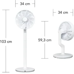 Ventilatore da Terra e Tavolo con Batteria 27 W WiFi e Telecomando