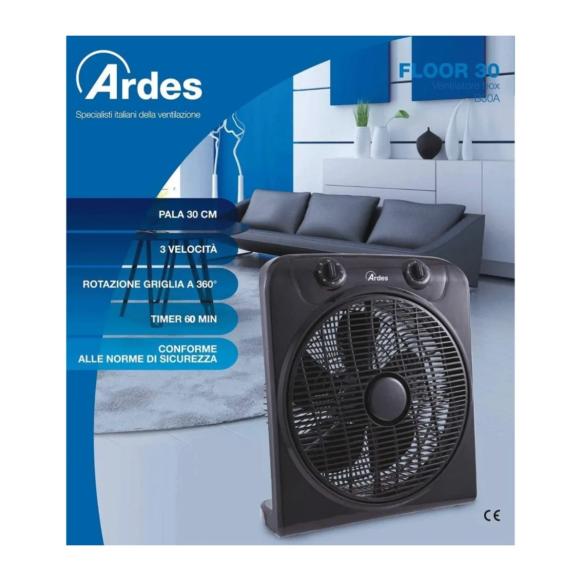 Ventilatore da Terra Pavimento Silenzioso Tavolo Portatile Grow Box Timer Nero