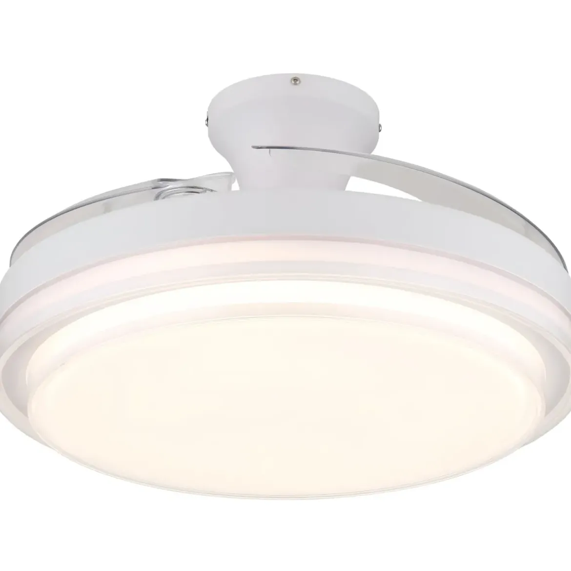 Ventilatore Soffitto con Luce Bianco 106 cm LED CCT Pale Richiudibili