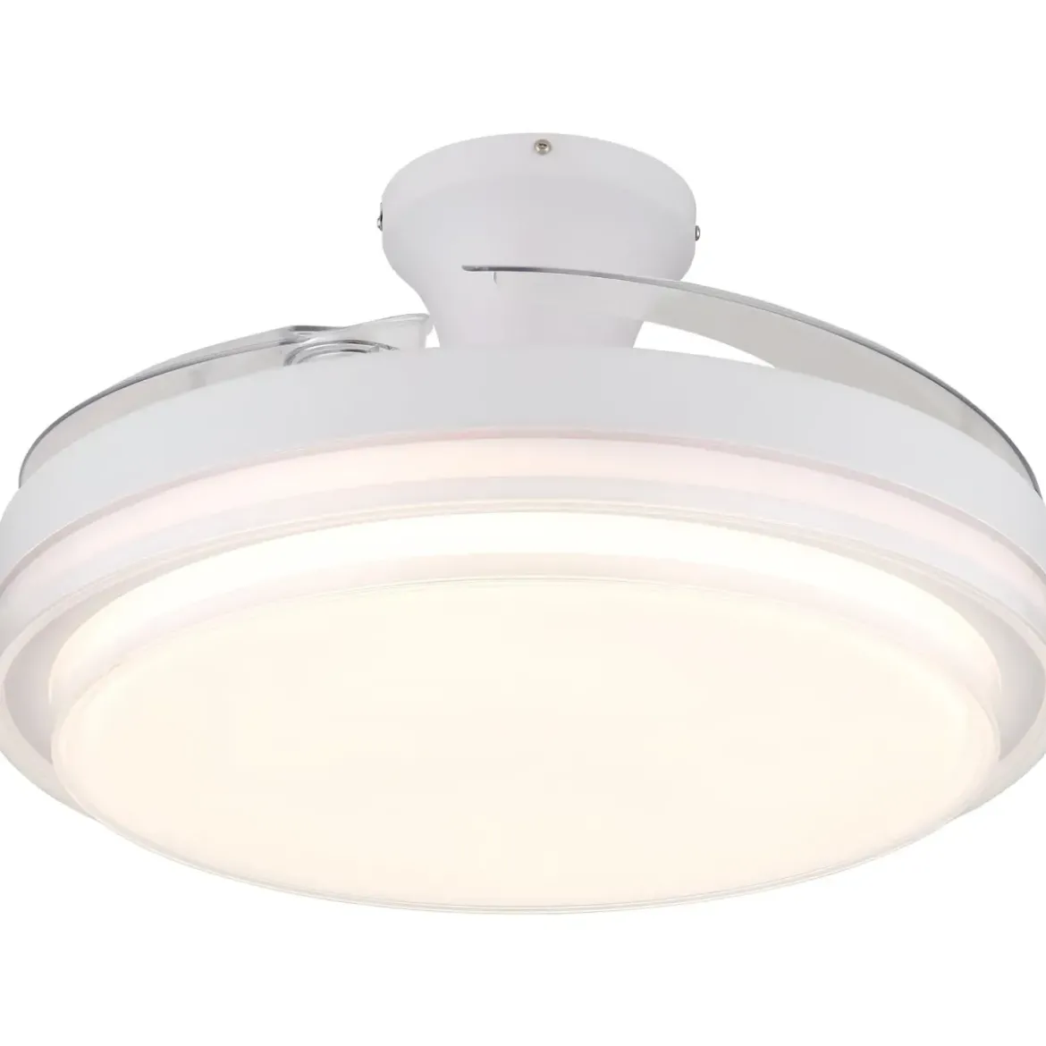 Ventilatore Soffitto con Luce Bianco 106 cm LED CCT Pale Richiudibili