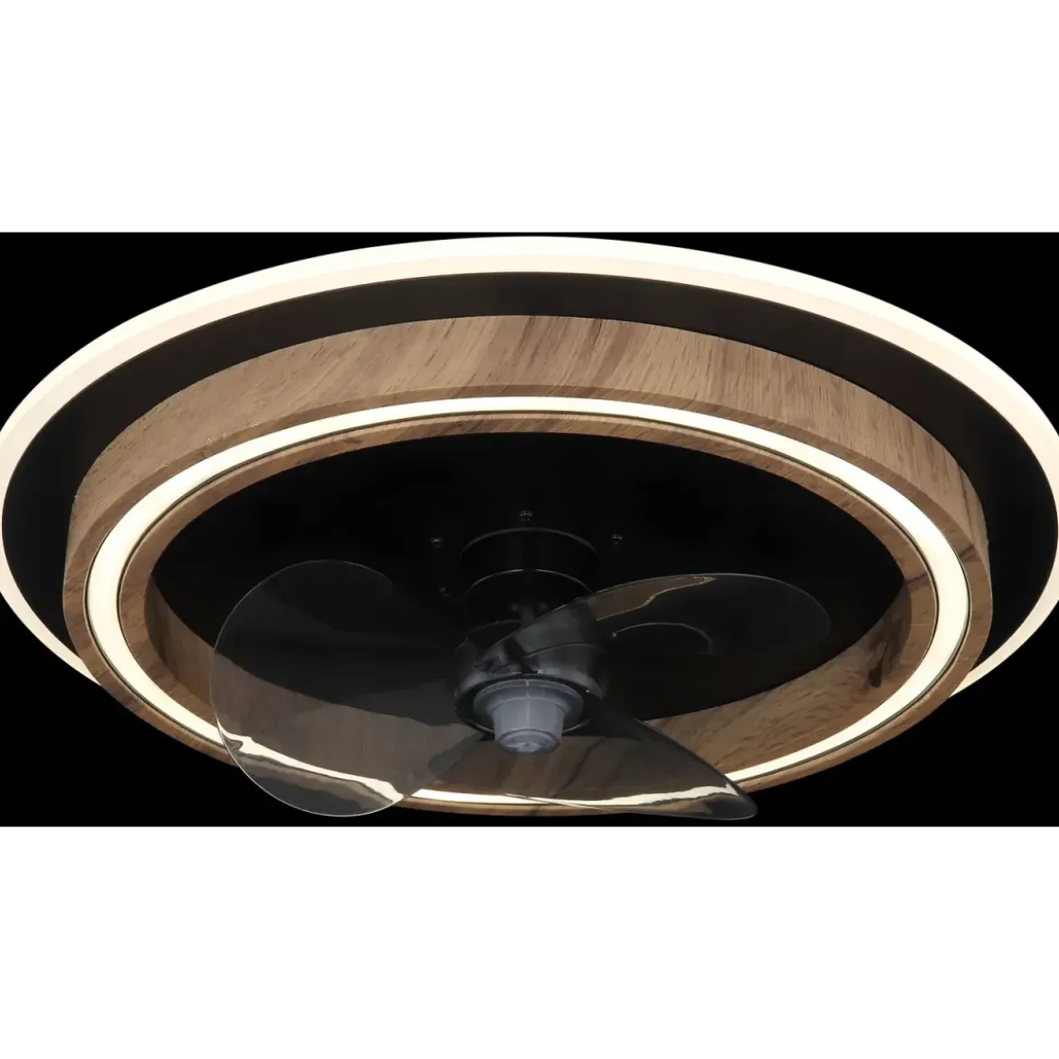 Ventilatore Soffitto con Luce Dimmerabile Nero Effetto Legno Telecomando