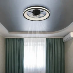Ventilatore Soffitto con Luce LED Dimmerabile Nero 3 Pale Trasparenti