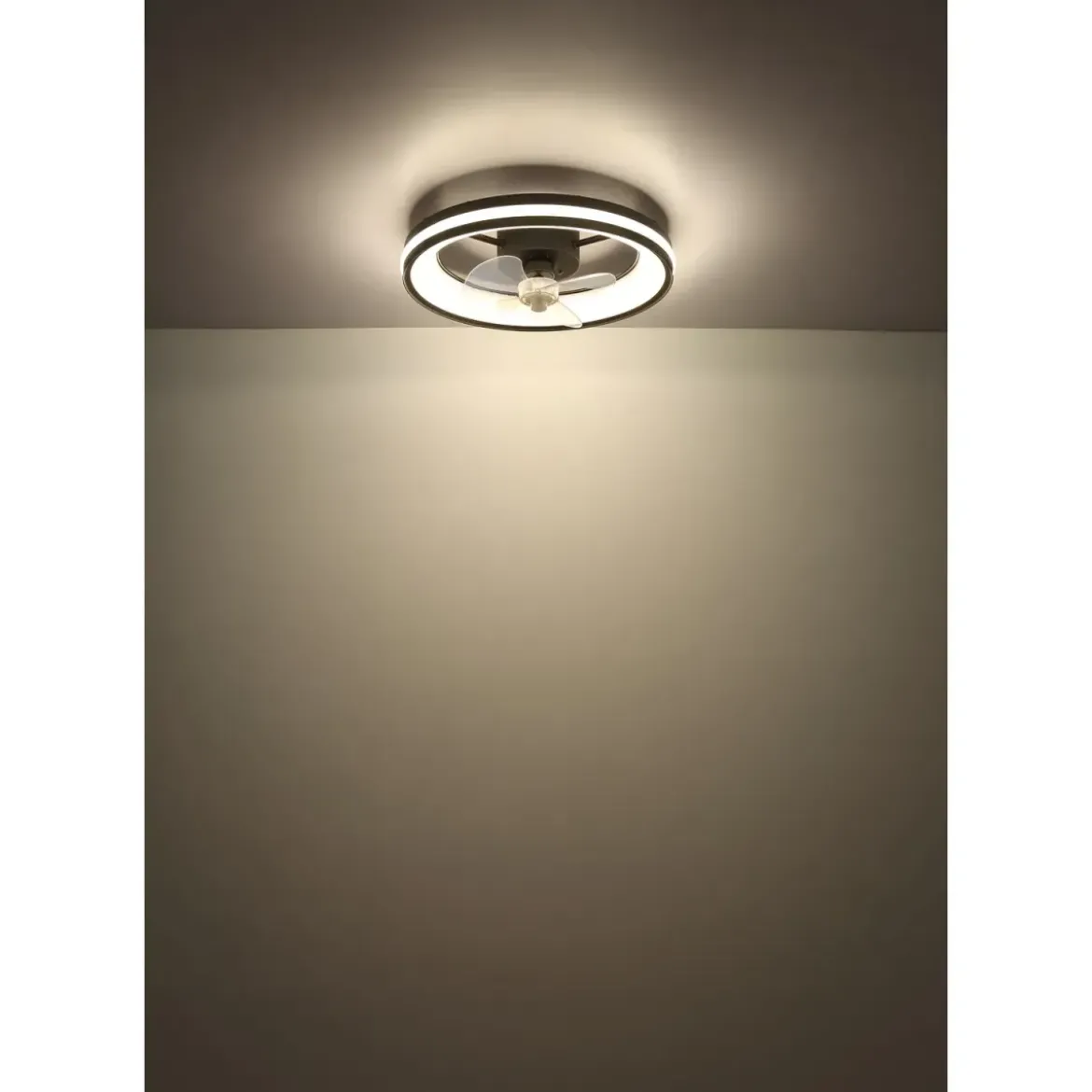 Ventilatore Soffitto con Luce LED Dimmerabile Nero 3 Pale Trasparenti