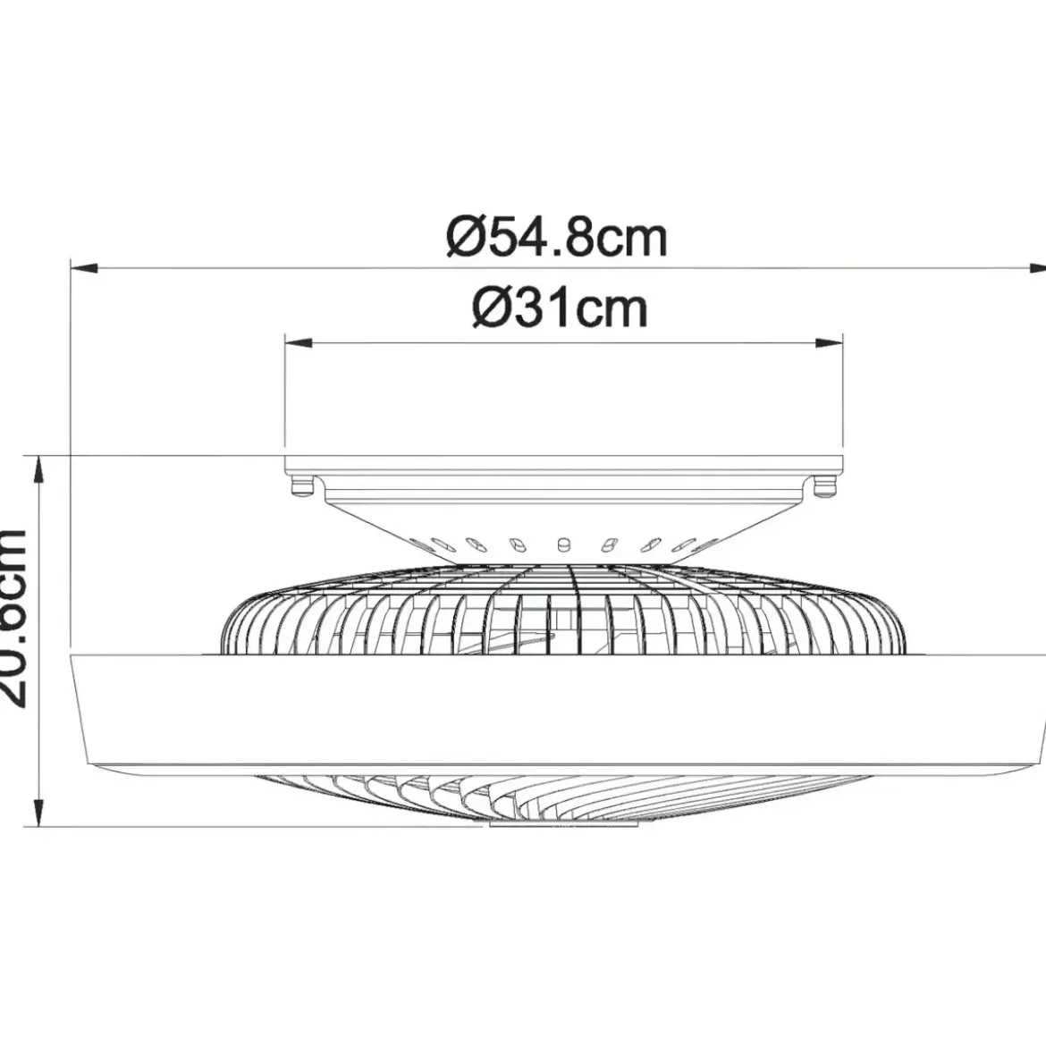 Ventilatore Soffitto con Luce LED Dimmerabile Bianco Grigio Telecomando