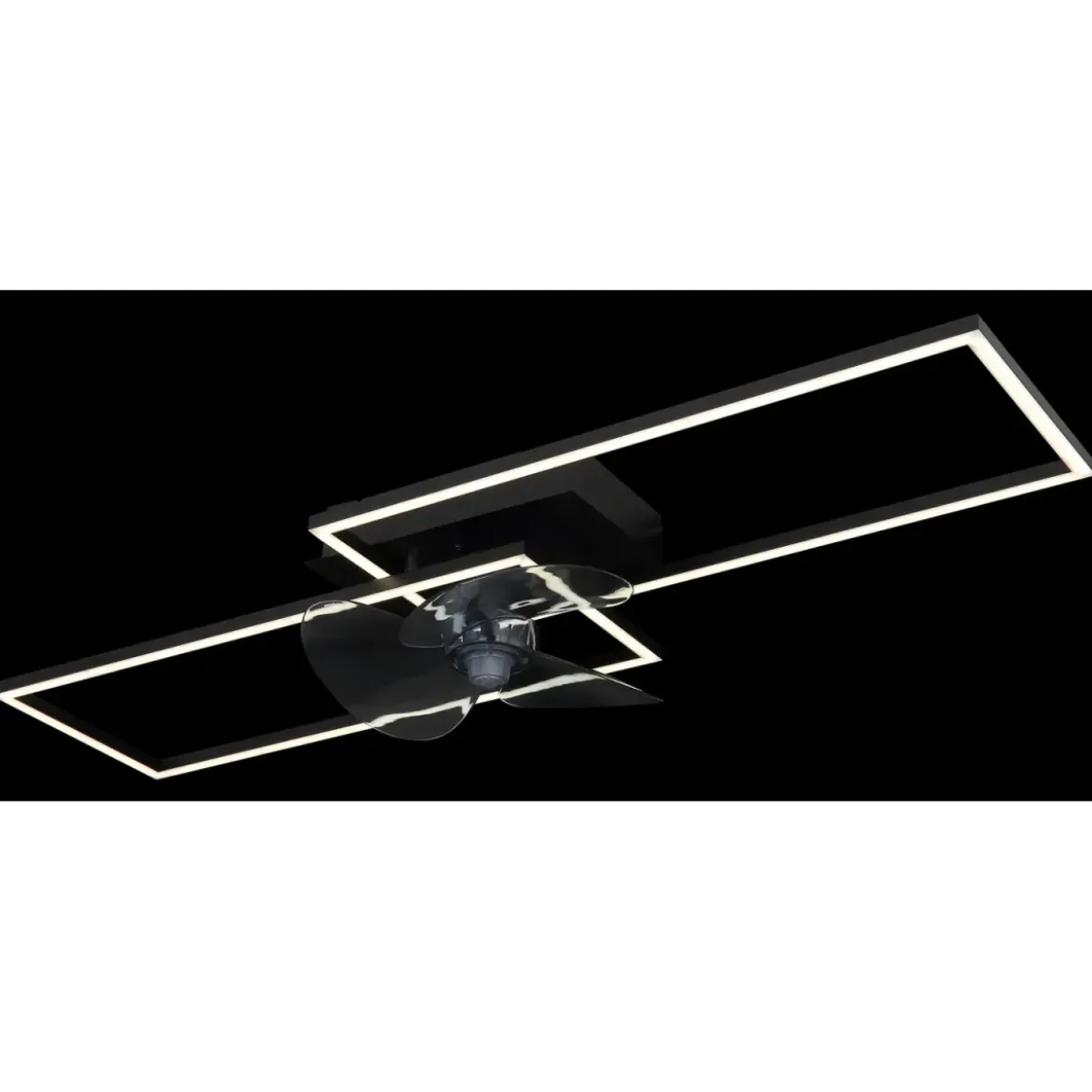Ventilatore Soffitto con Luce LED Dimmerabile Metallo Nero Telecomando