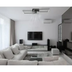 Ventilatore Soffitto con Luce LED Dimmerabile Metallo Nero Telecomando