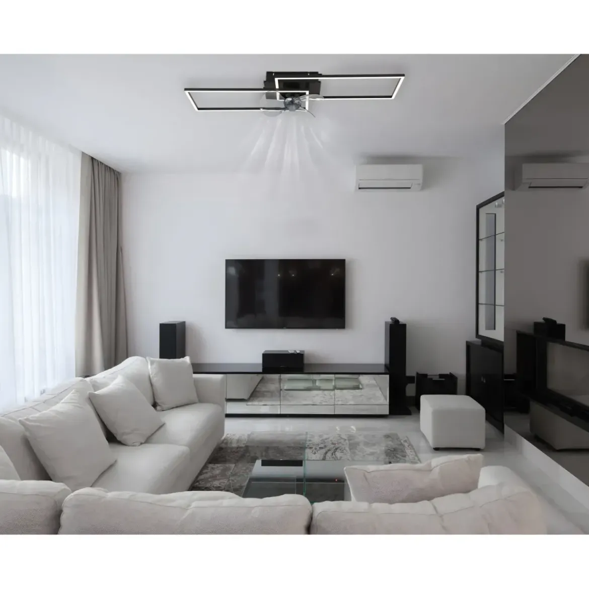 Ventilatore Soffitto con Luce LED Dimmerabile Metallo Nero Telecomando