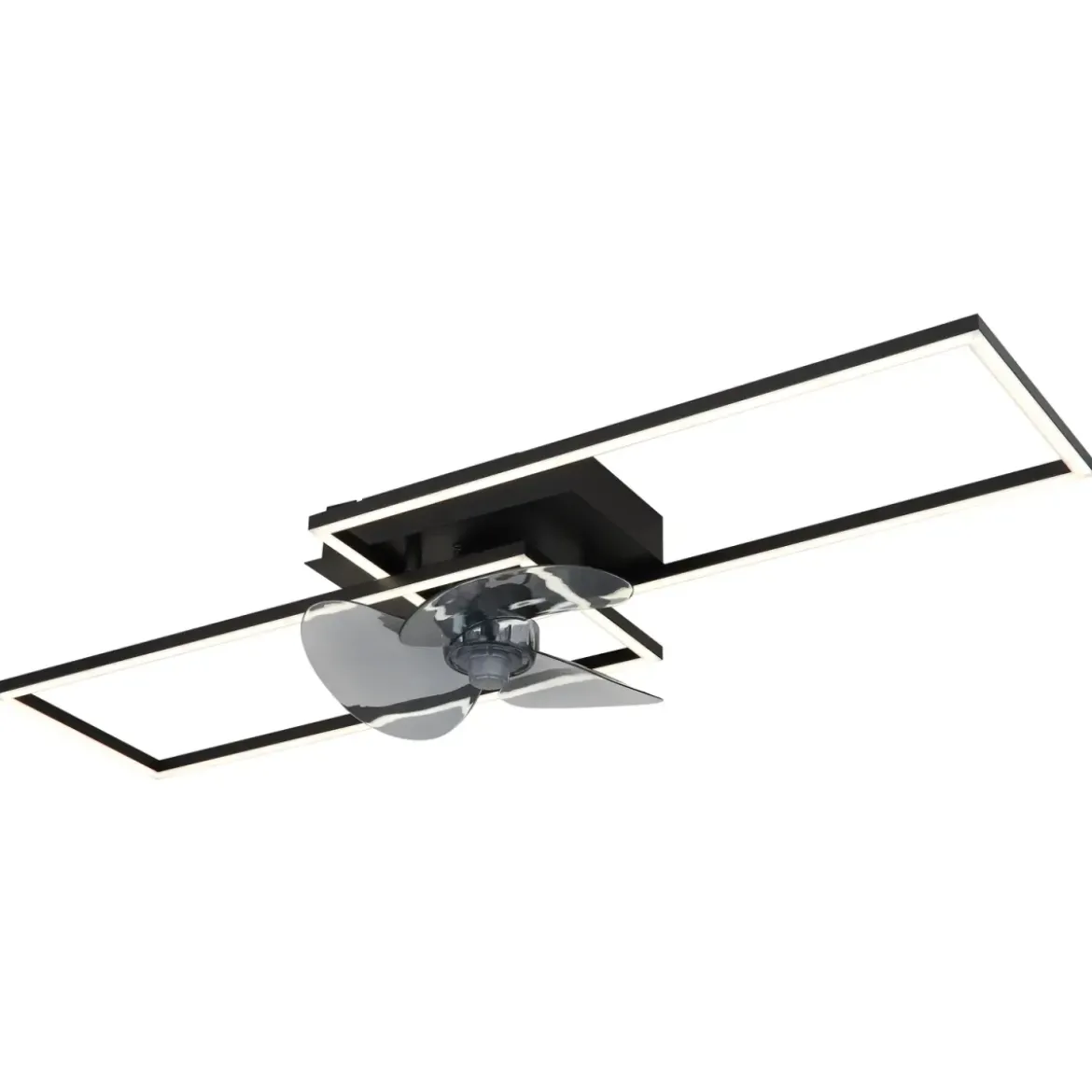 Ventilatore Soffitto con Luce LED Dimmerabile Metallo Nero Telecomando