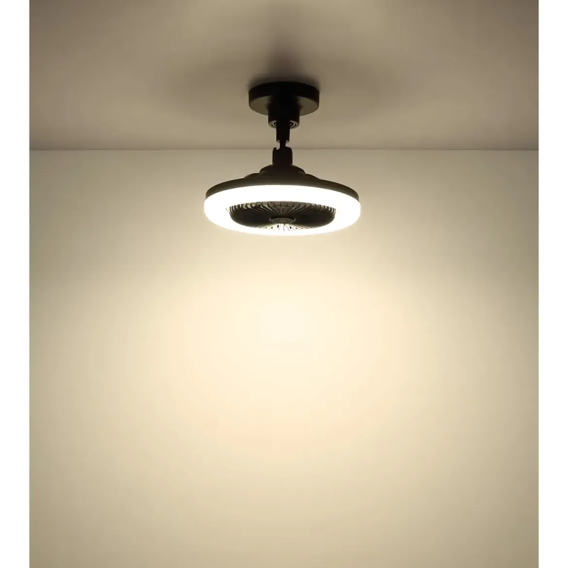 Ventilatore Soffitto con Luce LED Dimmerabile Nero Tondo Telecomando