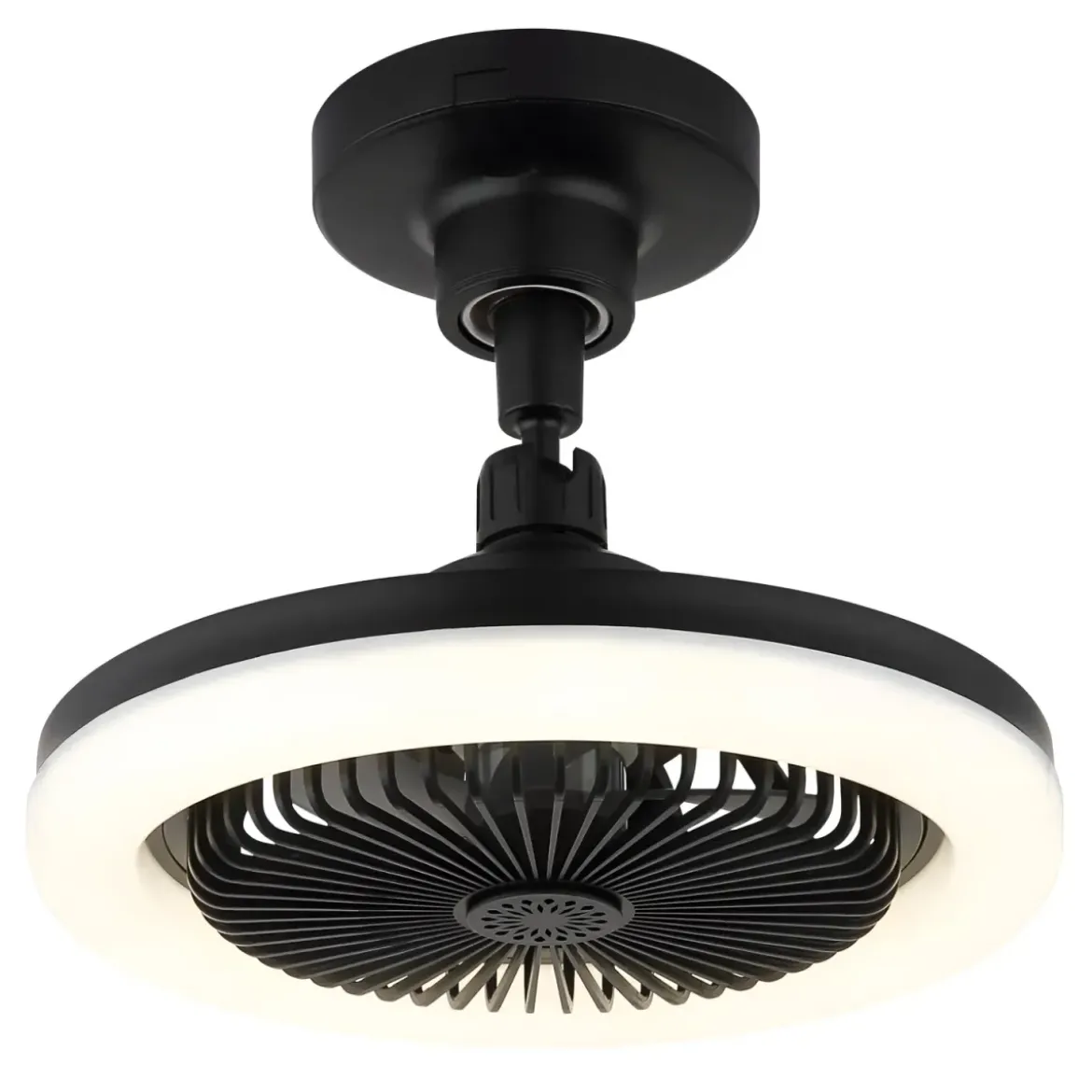 Ventilatore Soffitto con Luce LED Dimmerabile Nero Tondo Telecomando