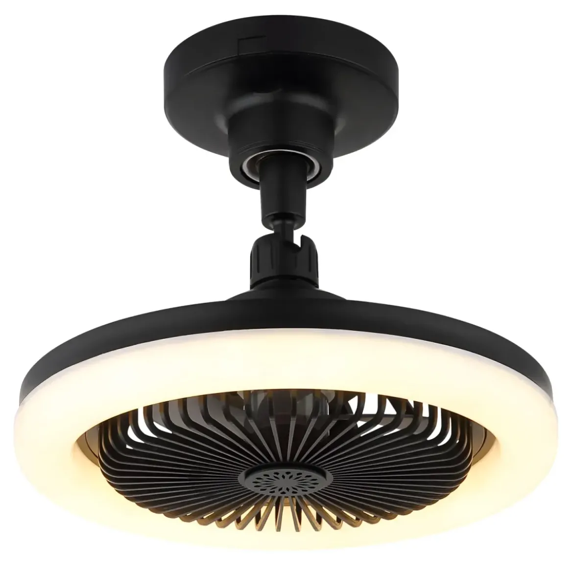 Ventilatore Soffitto con Luce LED Dimmerabile Nero Tondo Telecomando