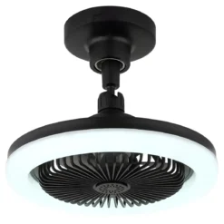 Ventilatore Soffitto con Luce LED Dimmerabile Nero Tondo Telecomando