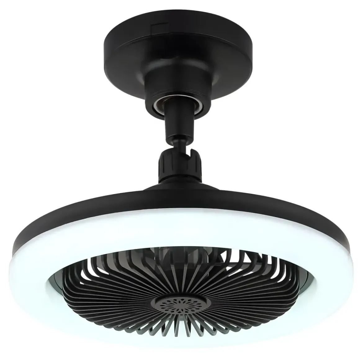 Ventilatore Soffitto con Luce LED Dimmerabile Nero Tondo Telecomando