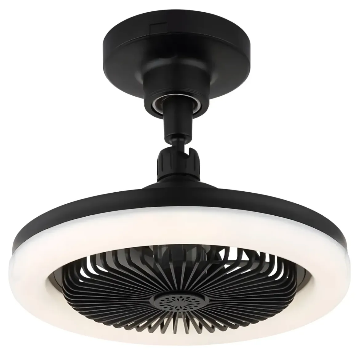 Ventilatore Soffitto con Luce LED Dimmerabile Nero Tondo Telecomando