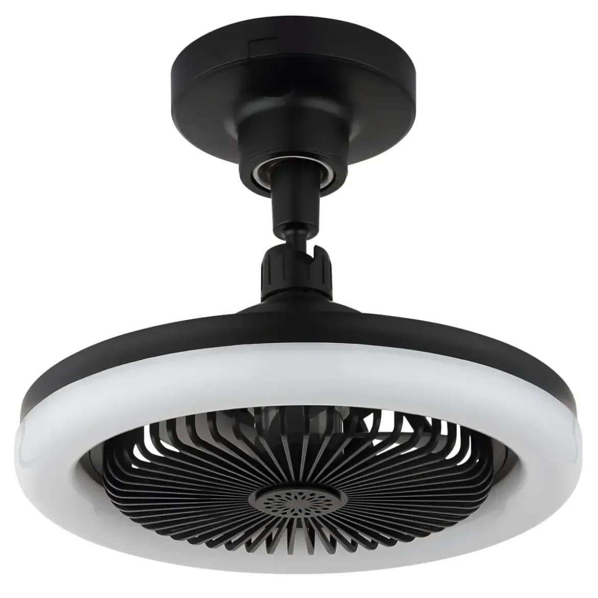 Ventilatore Soffitto con Luce LED Dimmerabile Nero Tondo Telecomando