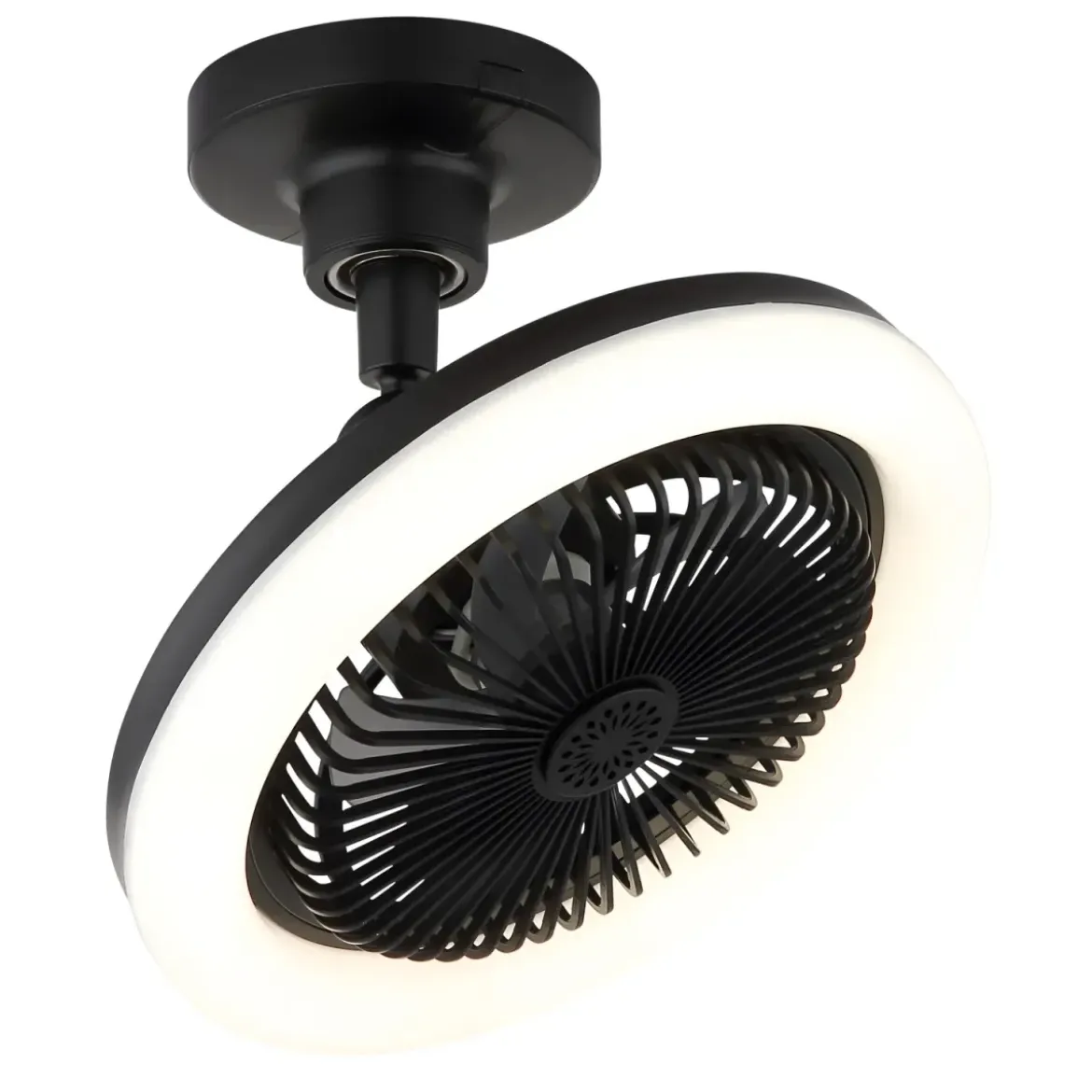 Ventilatore Soffitto con Luce LED Dimmerabile Nero Tondo Telecomando