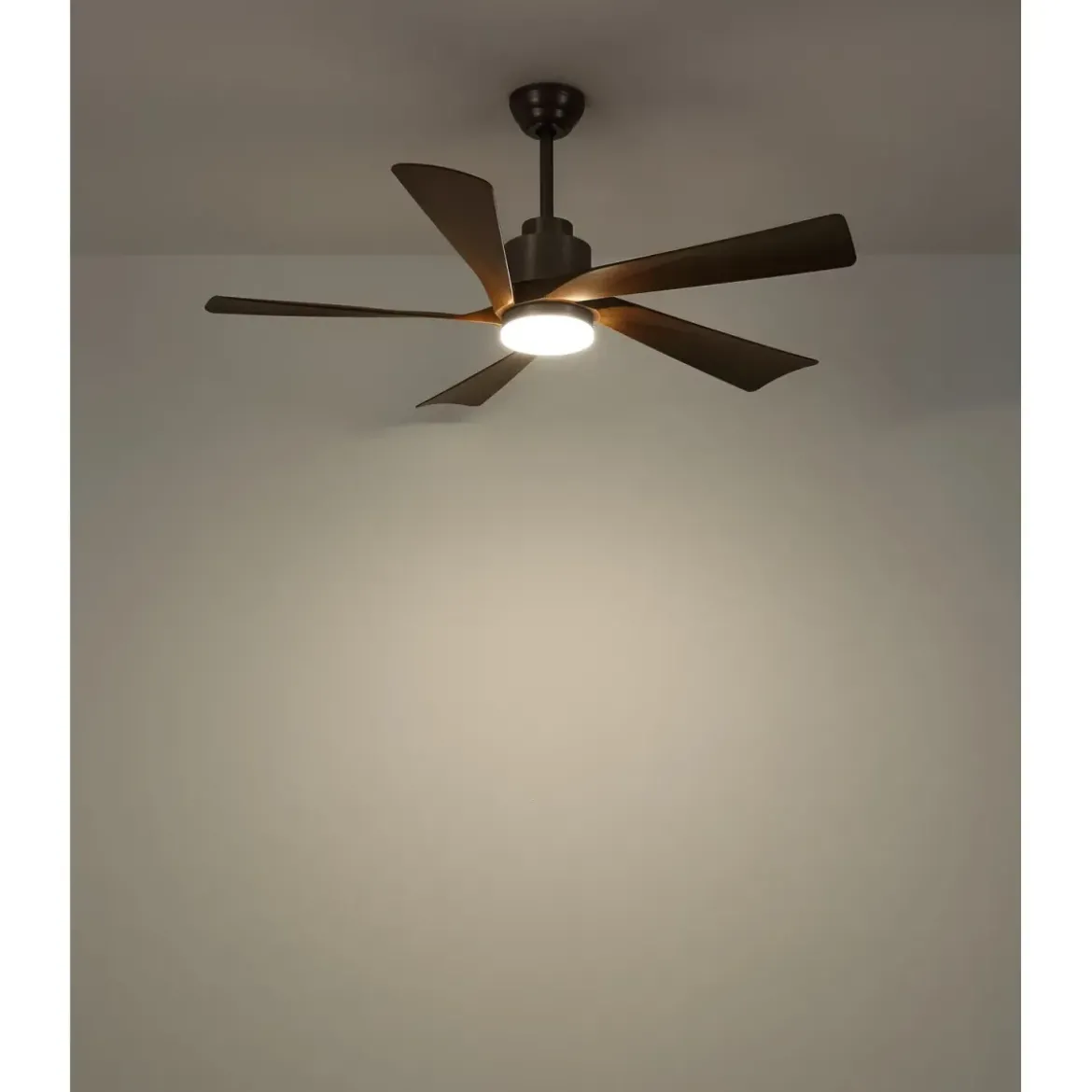 Ventilatore Soffitto con Luce Dimmerabile Grigio 5 Pale Effetto Legno