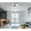 Ventilatore Soffitto con Luce 76 cm 6 Pale Reversibili MDF Bianco Nero