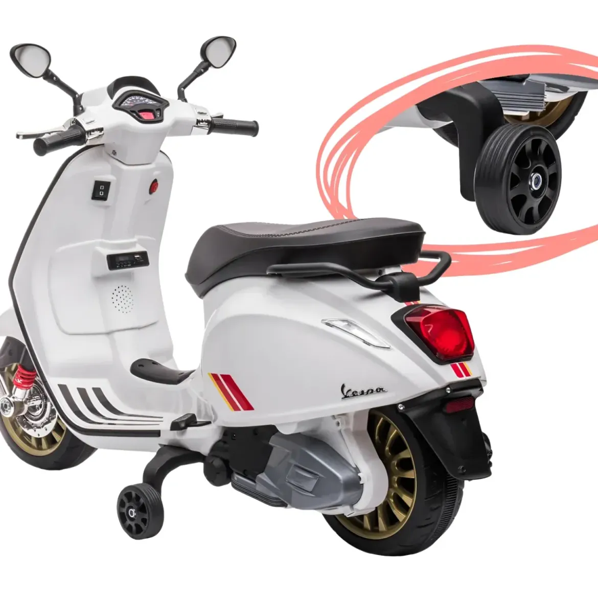 Vespa Sprint Elettrica per Bambini 12V Bianco Luci LED Moto Scooter