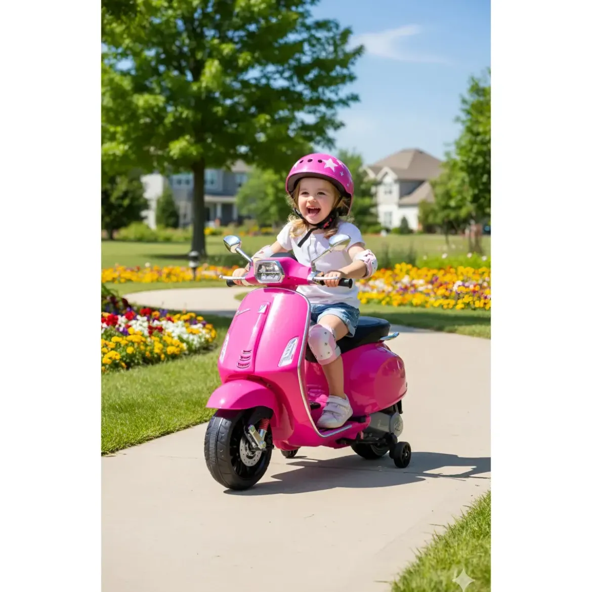 Vespa Sprint Elettrica per Bambini 12V Rosa Luci LED Moto Scooter